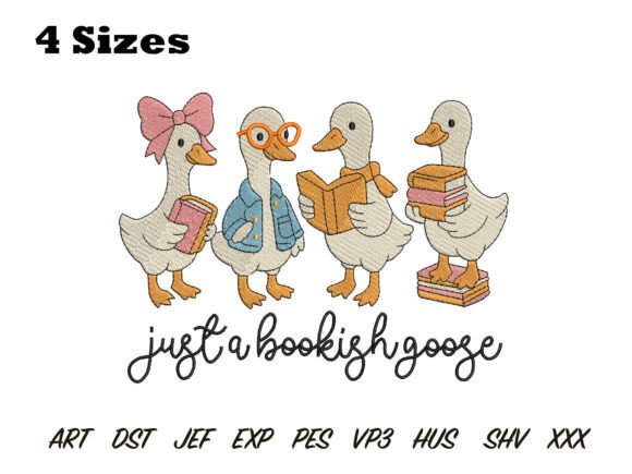 Bookish Goose Embroidery Design