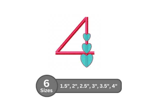 Candy Heart Number -4 for Holiday Embroidery